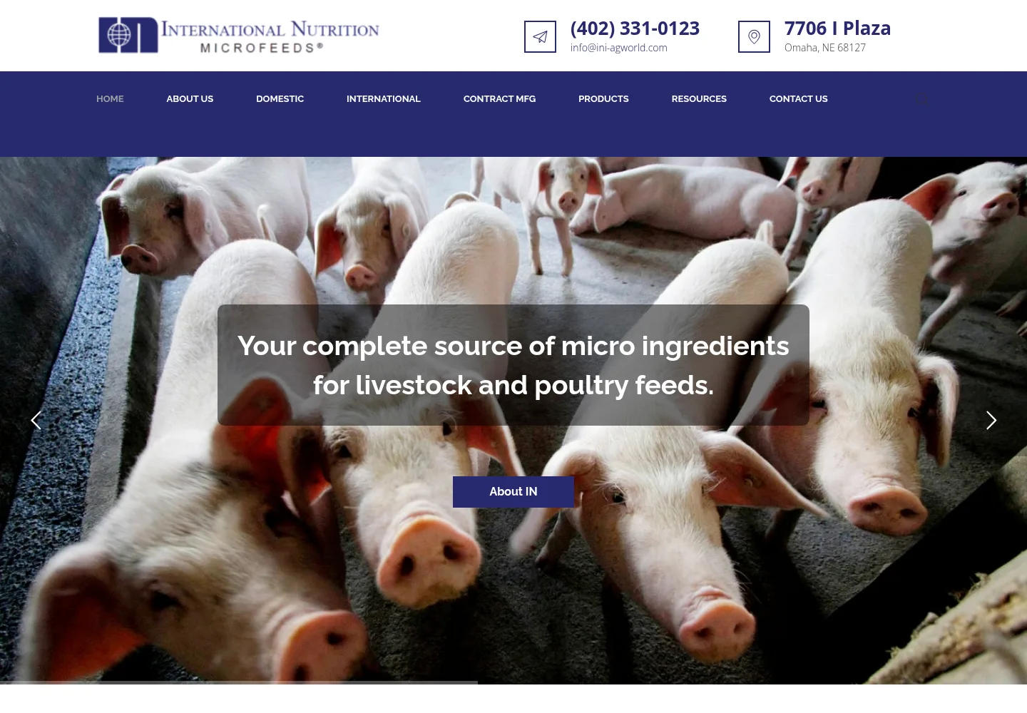 International Nutrition Microfeeds homepage for livestock and poultry feed ingredients