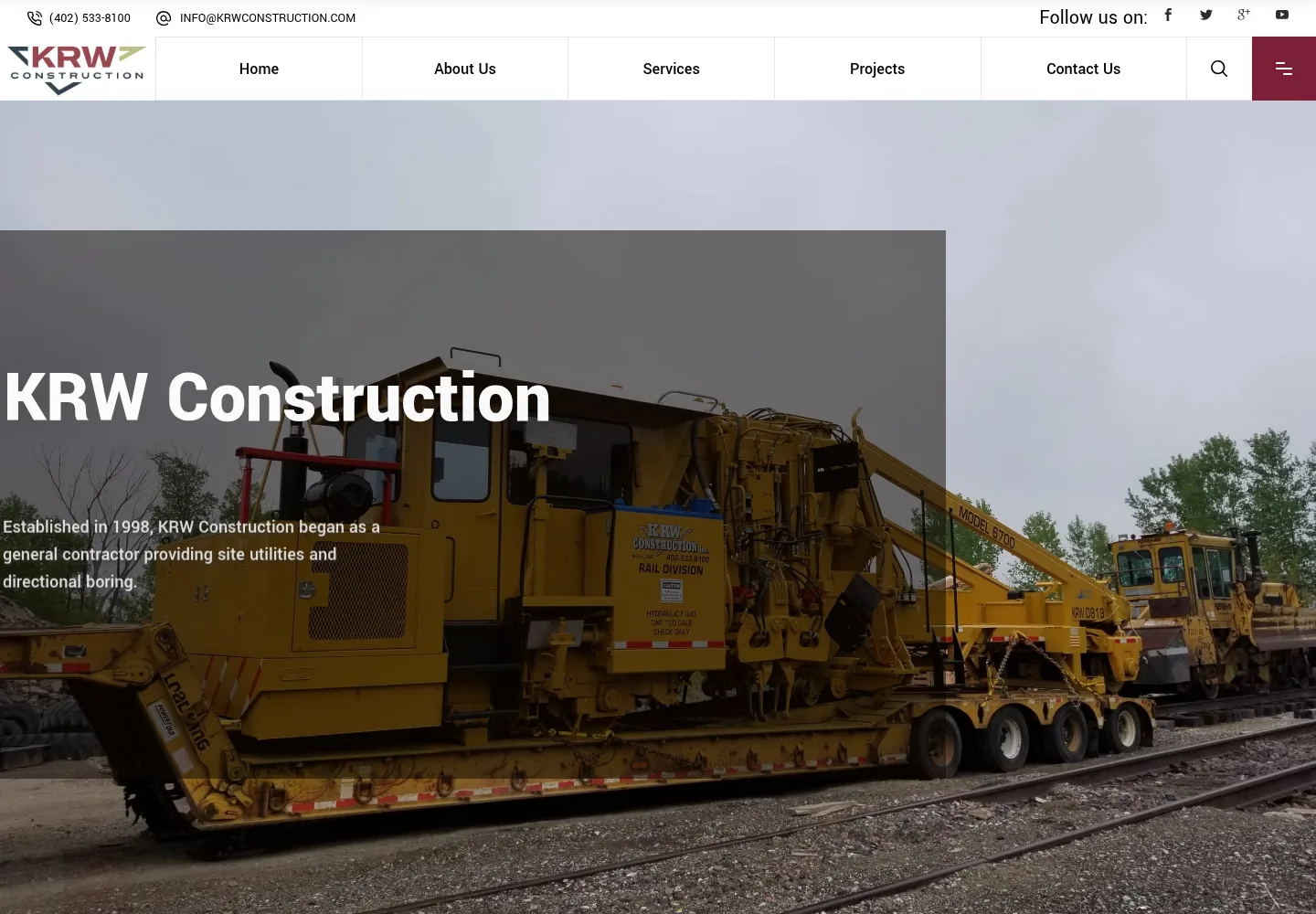 KRW Construction homepage preview — krwconstruction.com