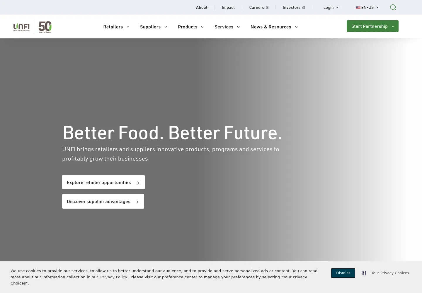 UNFI homepage preview — unfi.com